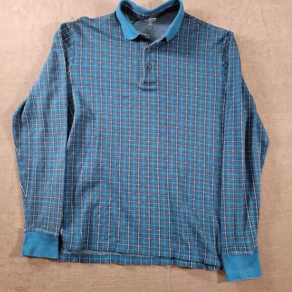 Lands End Traditional Fit 1/4 Zip Long Sleeve Mens Plaid Pullover Size L/T 42-44